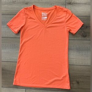 Nike Shirt Orange Dri-FIT V-Neck Tee Size XS Athletic Tee